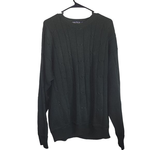 Vintage Nautica Sweater Crewneck Knit 90s Green Retro Pullover Men's Size Large - Picture 1 of 3